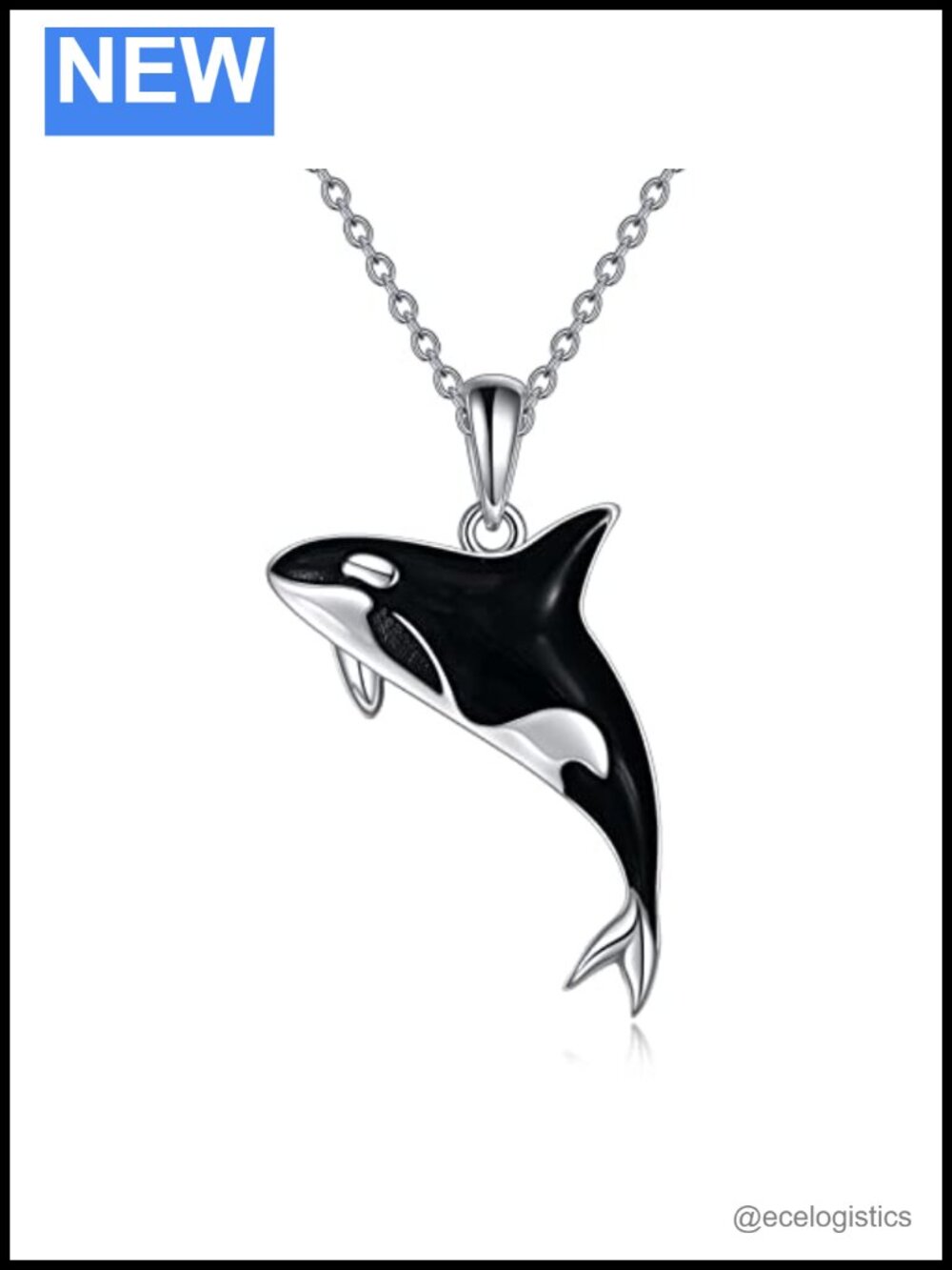 Sterling Silver Orca Killer Whale Pendant Necklace 18in Women's Jewelry Gift